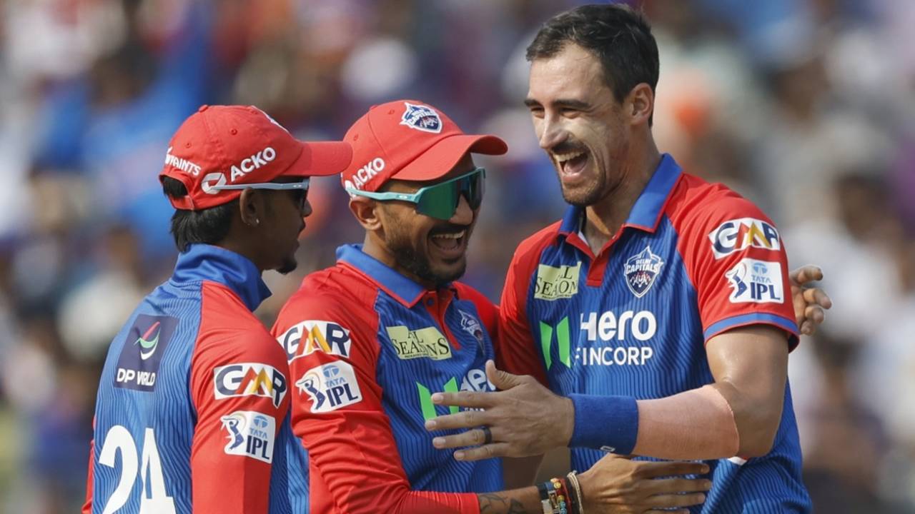 Mitchell Starc celebrates Ishan Kishan's wicket , Delhi Capitals vs Sunrisers Hyderabad, IPL 2025, Visakhapatnam, March 30, 2025
