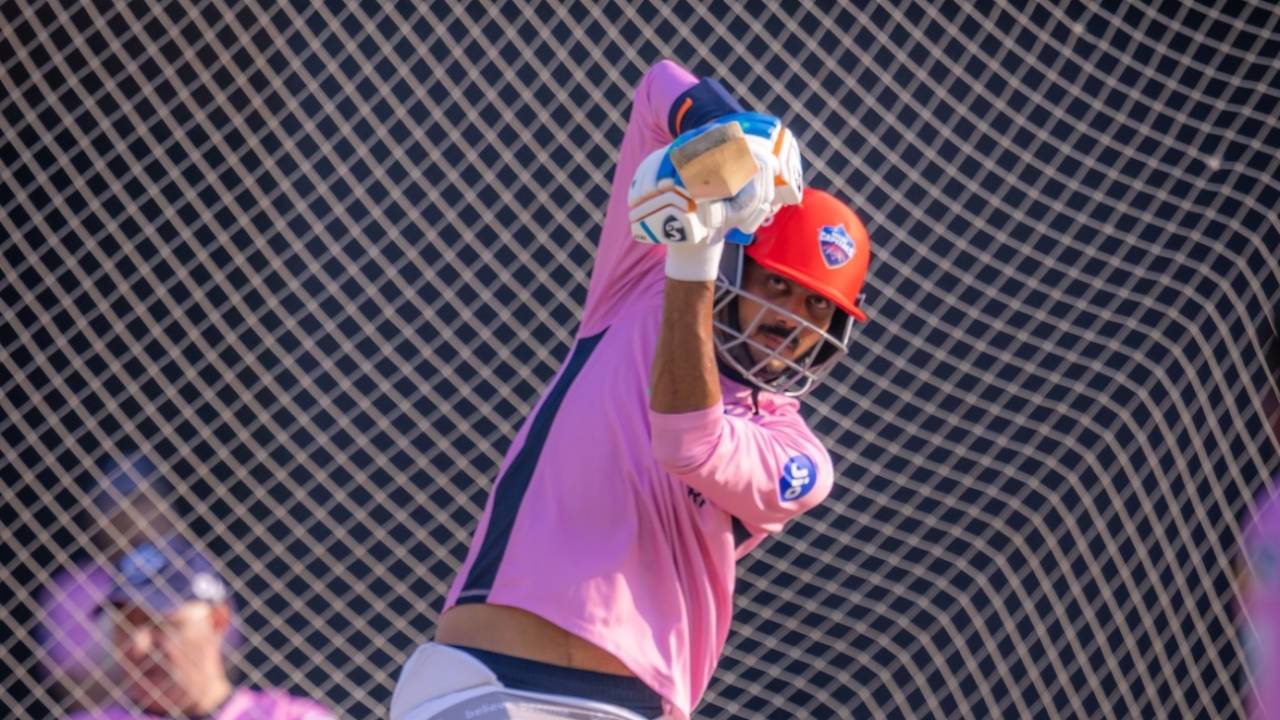 Axar Patel works on his batting in the nets, IPL 2025, Chennai, April 1, 2025