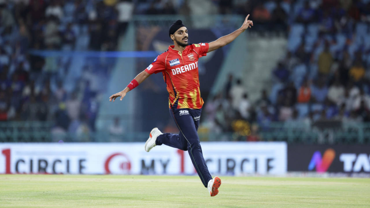Arshdeep Singh celebrates his first-over strike, Lucknow Super Giants vs Punjab Kings, IPL, Lucknow, April 1, 2025