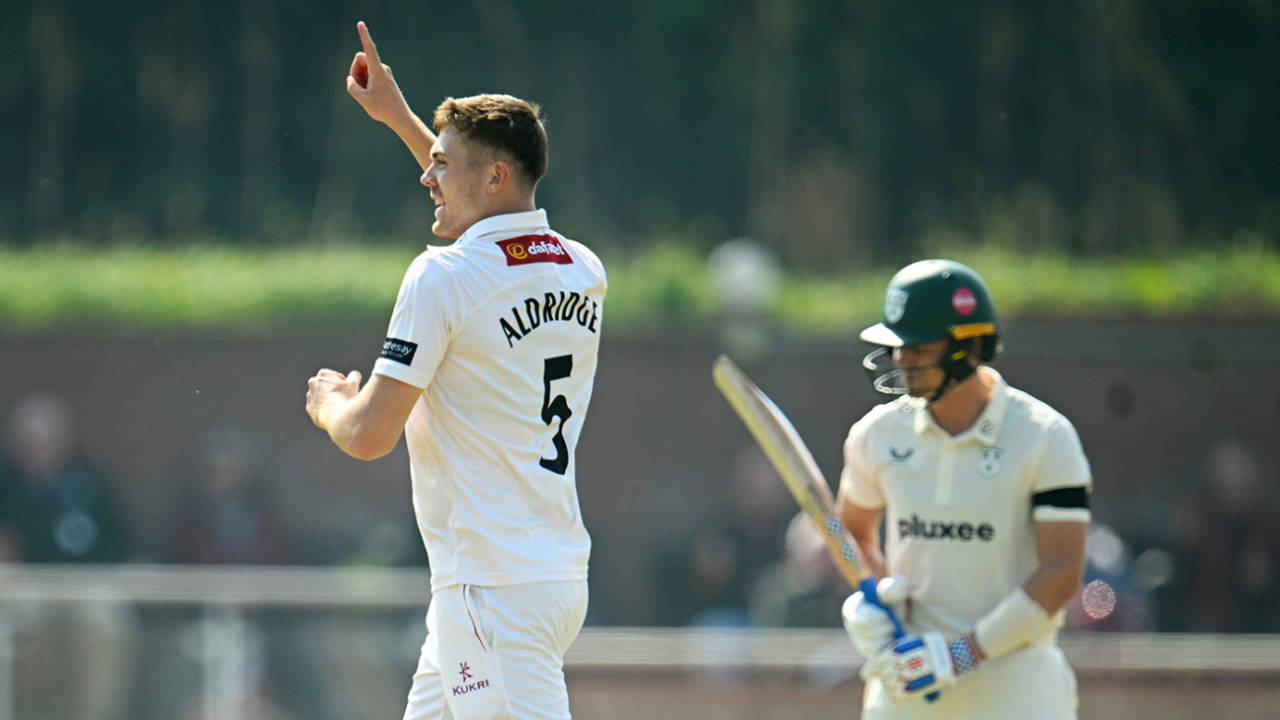Kasey Aldridge ripped through the top order, Somerset vs Worcestershire, County Championship, Division One, Taunton, 1st day, April 4, 2025