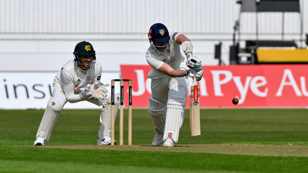 Colin Ackermann in action during his century, Nottinghamshire vs Durham, County Championship, Division One, Trent Bridge, April 4, 2025