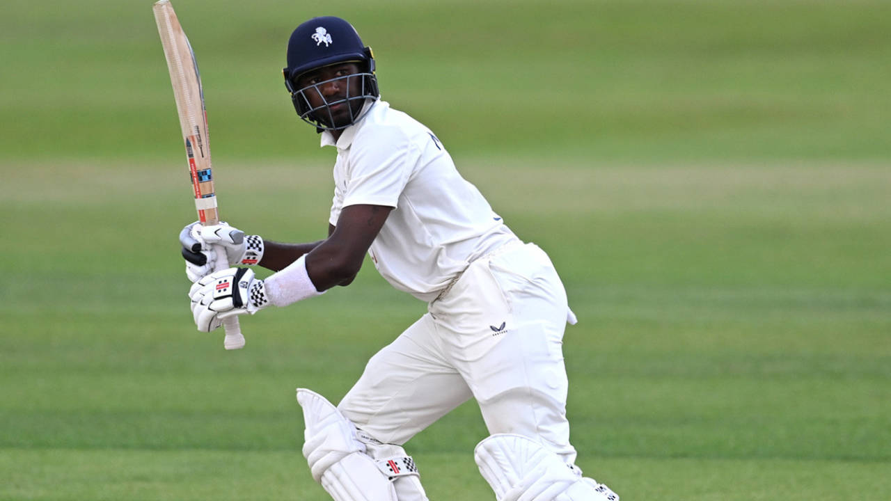 Tawanda Muyeye flicks leg side, Northamptonshire vs Kent, Wantage Road, LV= County Championship, June 25, 2023