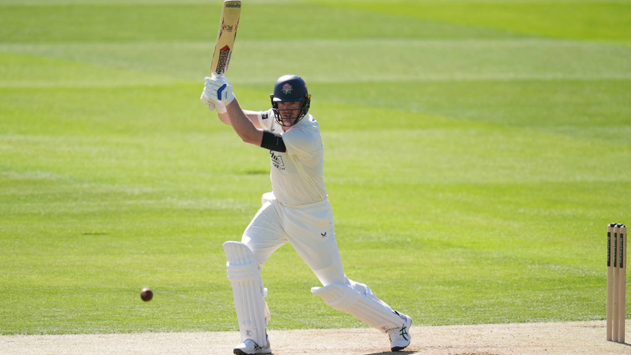 Keaton Jennings drives during his half-century, Middlesex vs Lancashire, County Championship, Division Two, Lord's, 2nd day, April 5, 2025