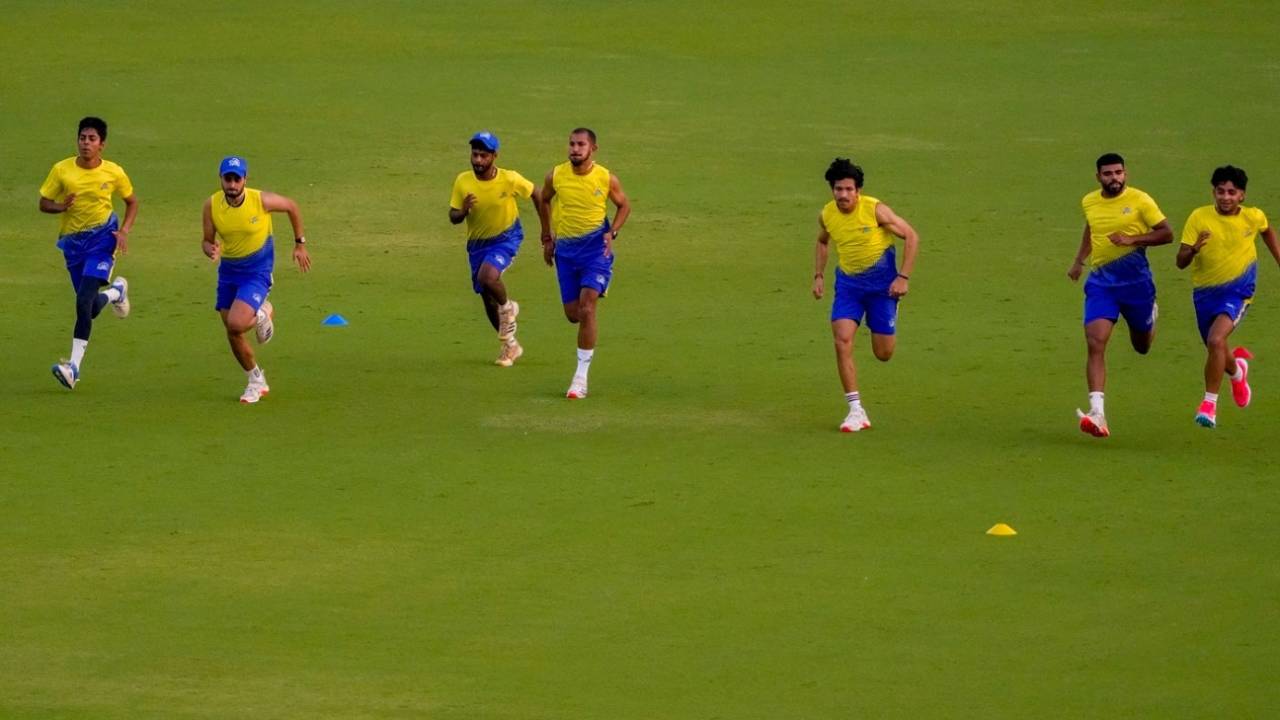 Jhathavedh Subramanyan and Money Grewal are among the net bowlers for CSK, Chennai, April 4, 2025