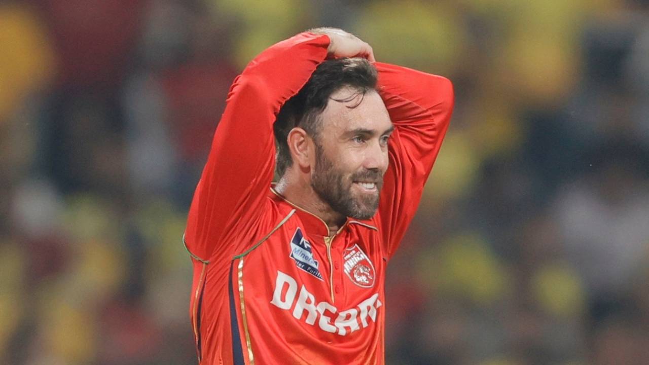 Glenn Maxwell reacts while bowling, Punjab Kings vs Chennai Super Kings, IPL 2025, Mullanpur, April 8, 2025
