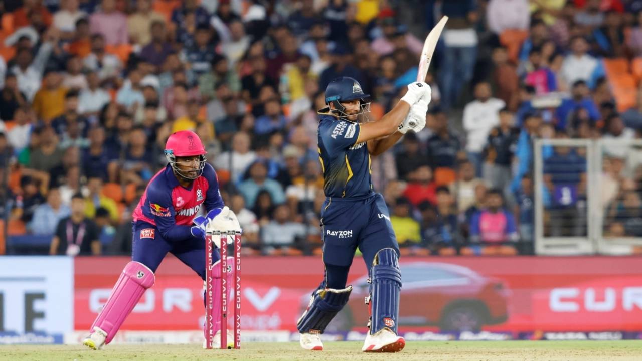 Sanju Samson watches M Shahrukh Khan pull one away, Gujarat Titans vs Rajasthan Royals, IPL 2025, Ahmedabad, April 9, 2025