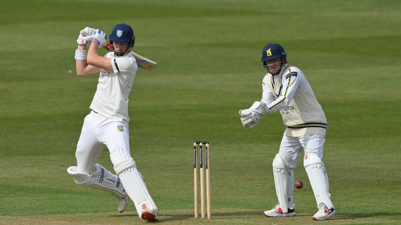 Ben McKinney cuts during his innings for Durham, Durham vs Warwickshire, Chester-le-Street, County Championship, April 11, 2025