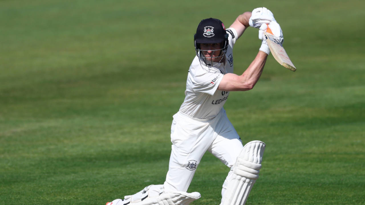 Cameron Bancroft drives during his half-century for Gloucestershire, Gloucestershire vs Glamorgan, County Championship, Bristol, April 11, 2025