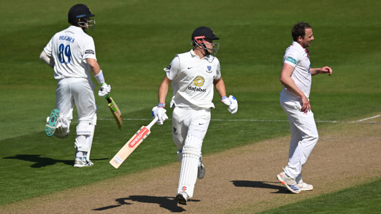 Daniel Hughes and Tom Clark both made 49 for Sussex, Sussex vs Somerset, County Championship, Hove, April 11, 2025