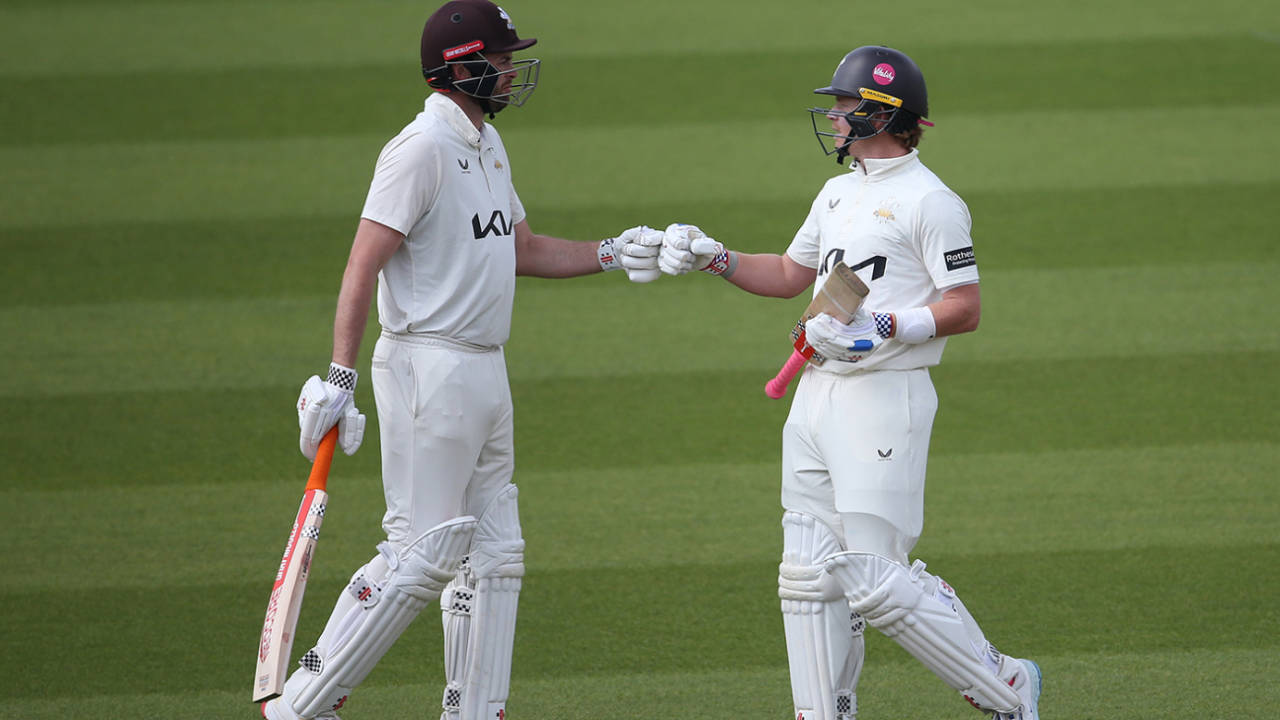 Dom Sibley and Ollie Pope put on a century stand, Surrey vs Hampshire, County Championship, Division One, Kia Oval, April 13, 2025