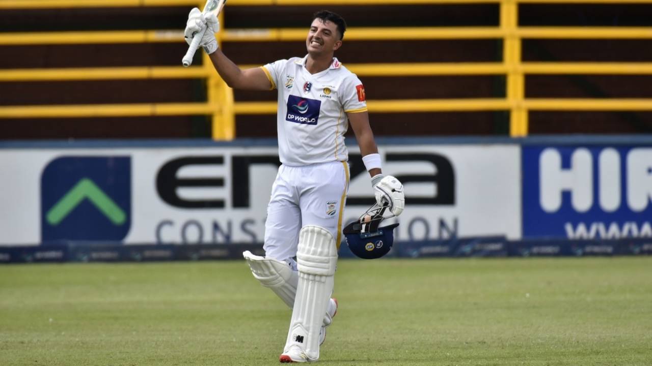 Zubayr Hamza scored a hundred in his 100th first-class game, Lions vs Titans, CSA 4-Day Series Division 1, final, Johannesburg, 3rd day, April 12, 2025
