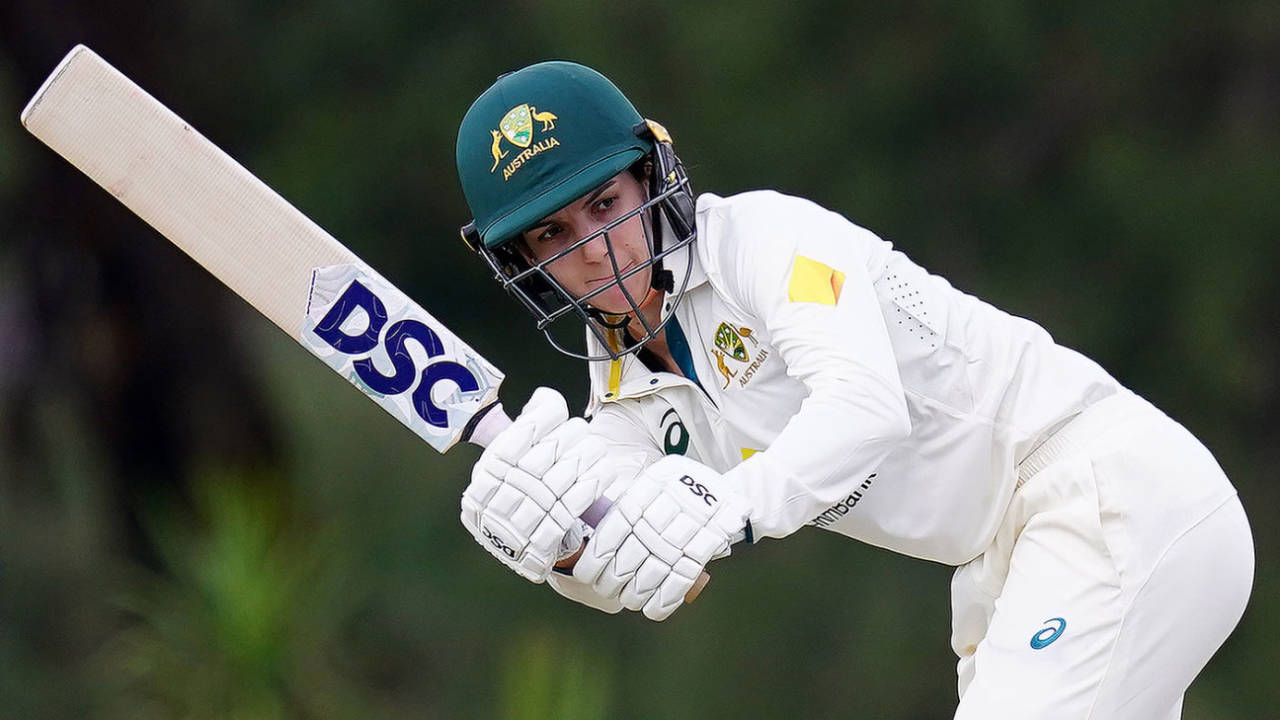 Charli Knott works the ball away, Australia A vs England A, Four-day game, Cricket Central, April 12, 2025