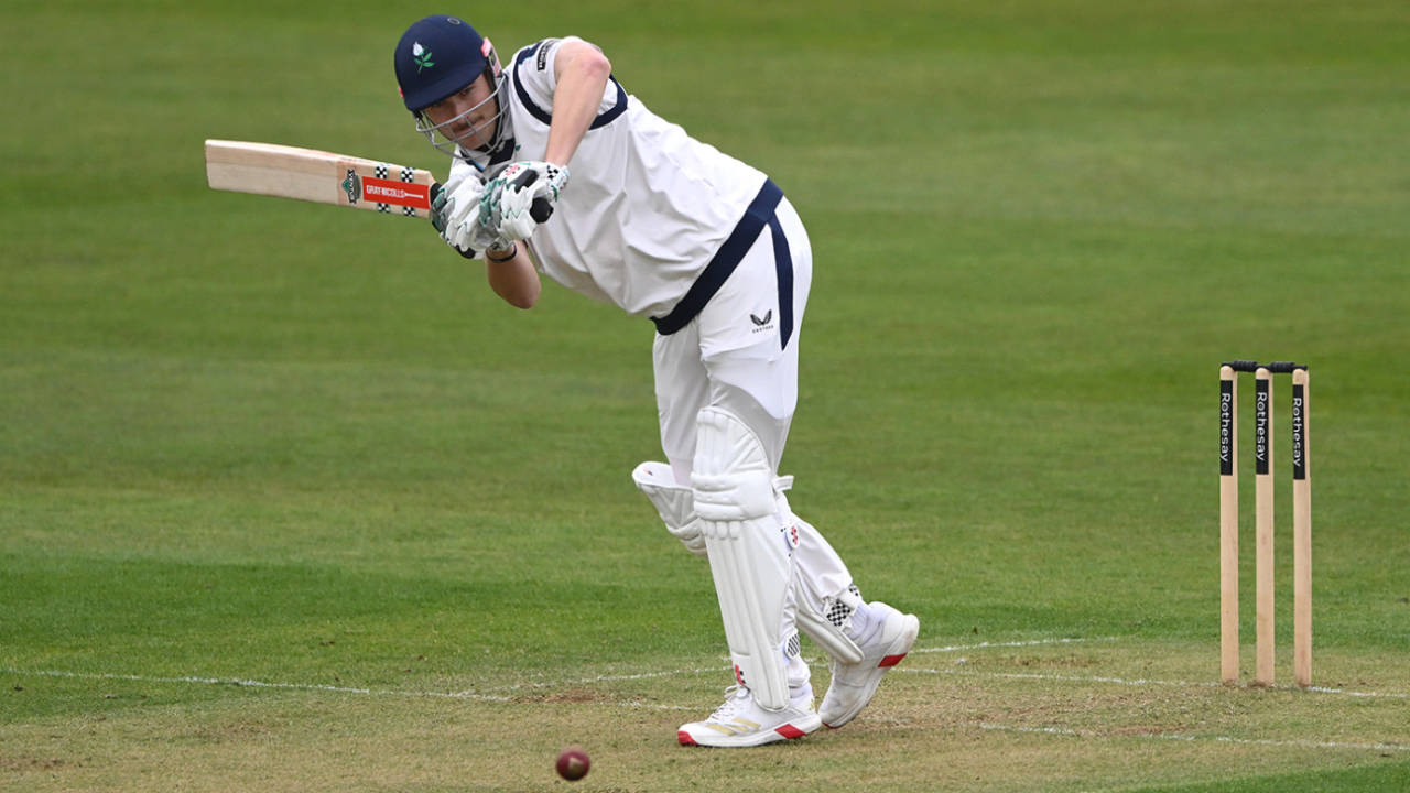 James Wharton flicks leg side during his half-century, Durham vs Yorkshire, County Championship, Chester-le-Street, April 18, 2025