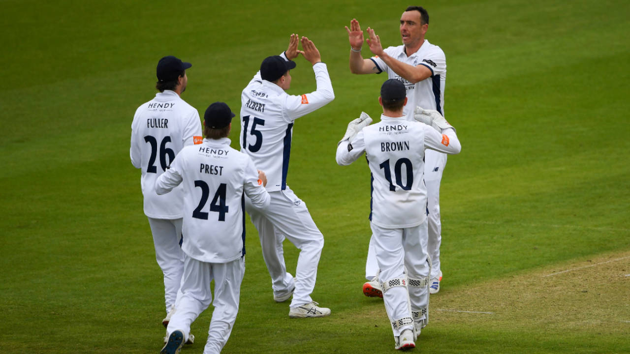 Kyle Abbott claimed the wicket of Somerset's captain James Rew, Hampshire vs Somerset, County Championship, April 18, 2025