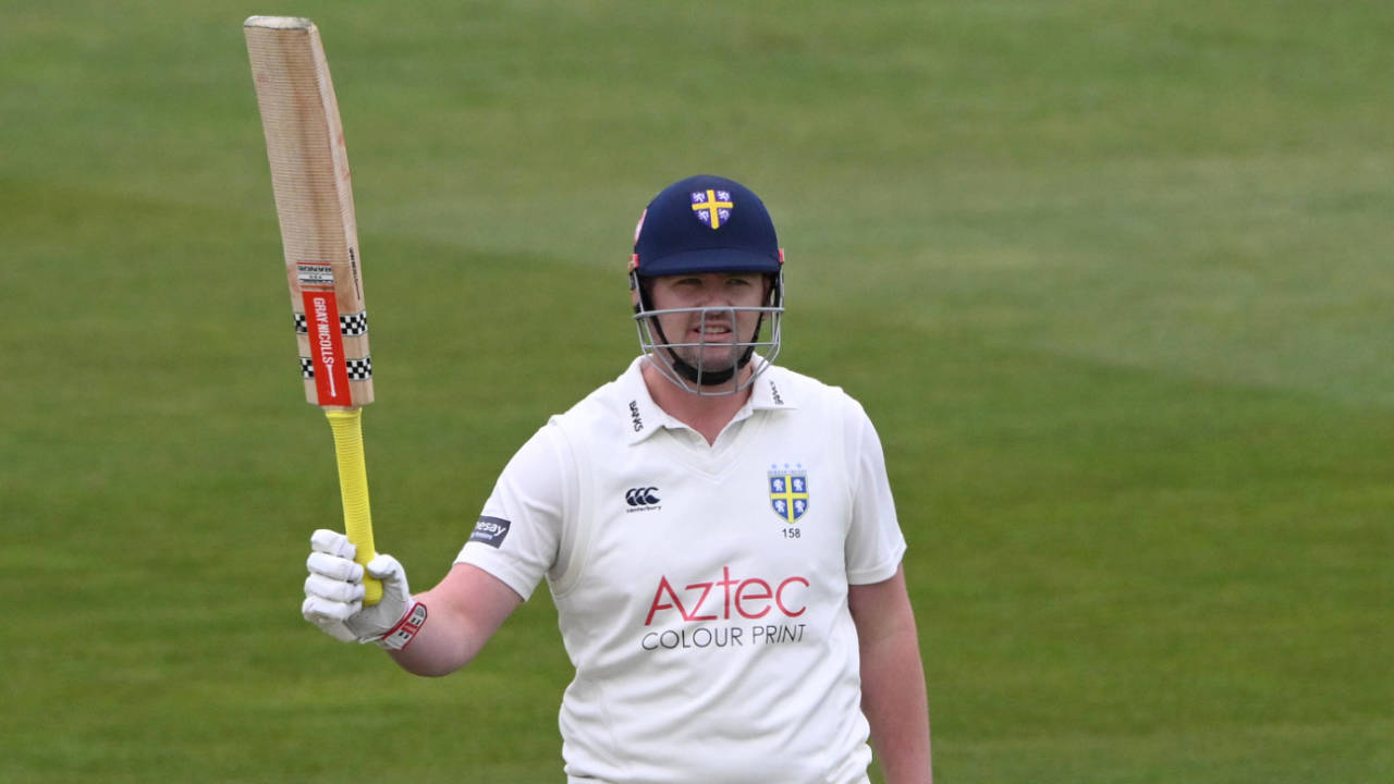 Alex Lees celebrates his 150 as Durham extend their advantage, Durham vs Yorkshire, County Championship, Chester-le-Street, April 20, 2025