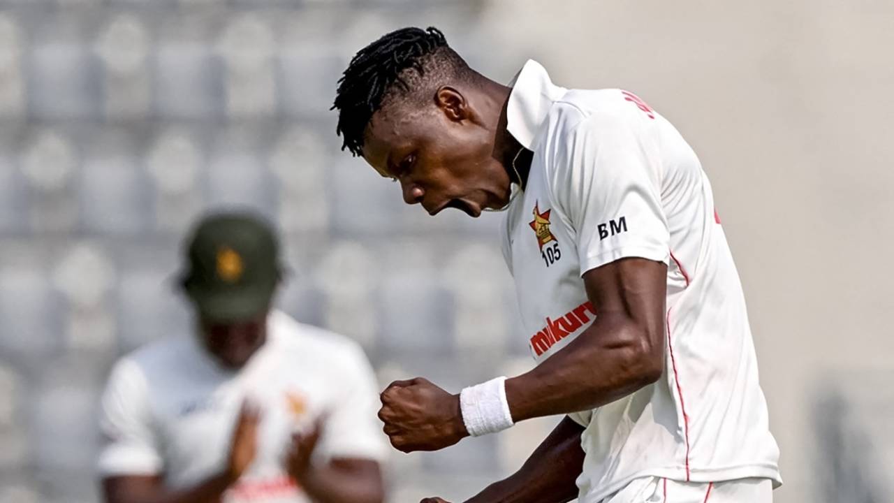 Blessing Muzarabani struck thrice on the opening day, Bangladesh vs Zimbabwe, 1st Test, Sylhet, 1st day, April 20, 2025