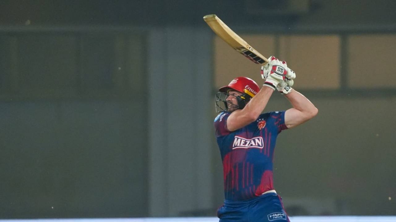 Andries Gous sends the ball flying, Multan Sultans vs Islamabad United, Pakistan Super League, Multan, April 23, 2025