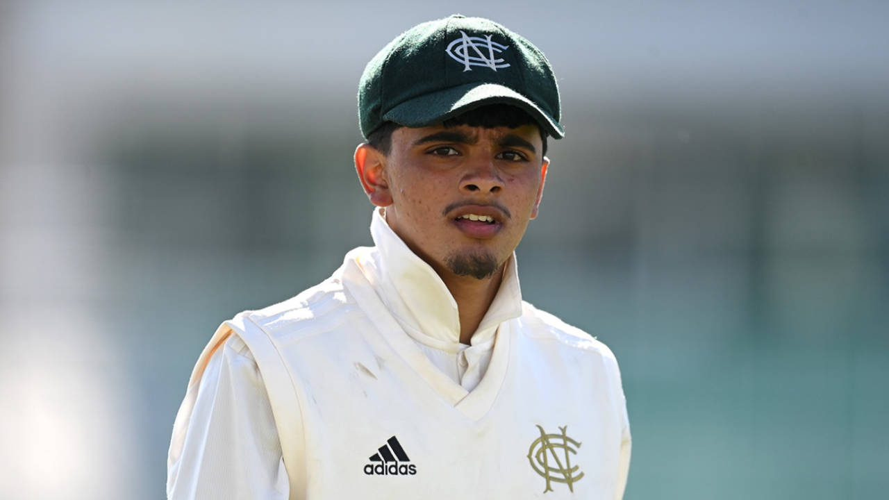 Farhan Ahmed looks on from the field, Rothesay County Championship, Nottinghamshire vs Durham, Trent Bridge, April 07, 2025