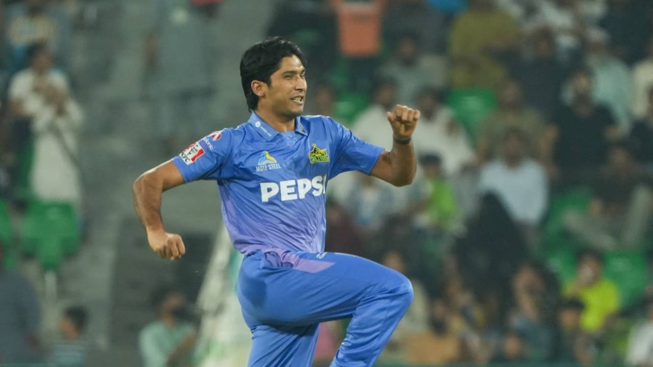 Mohammad Hasnain is thrilled after dismissing Fakhar Zaman, Multan Sultans vs Lahore Qalandars, PSL 2025, Lahore, April 26, 2025