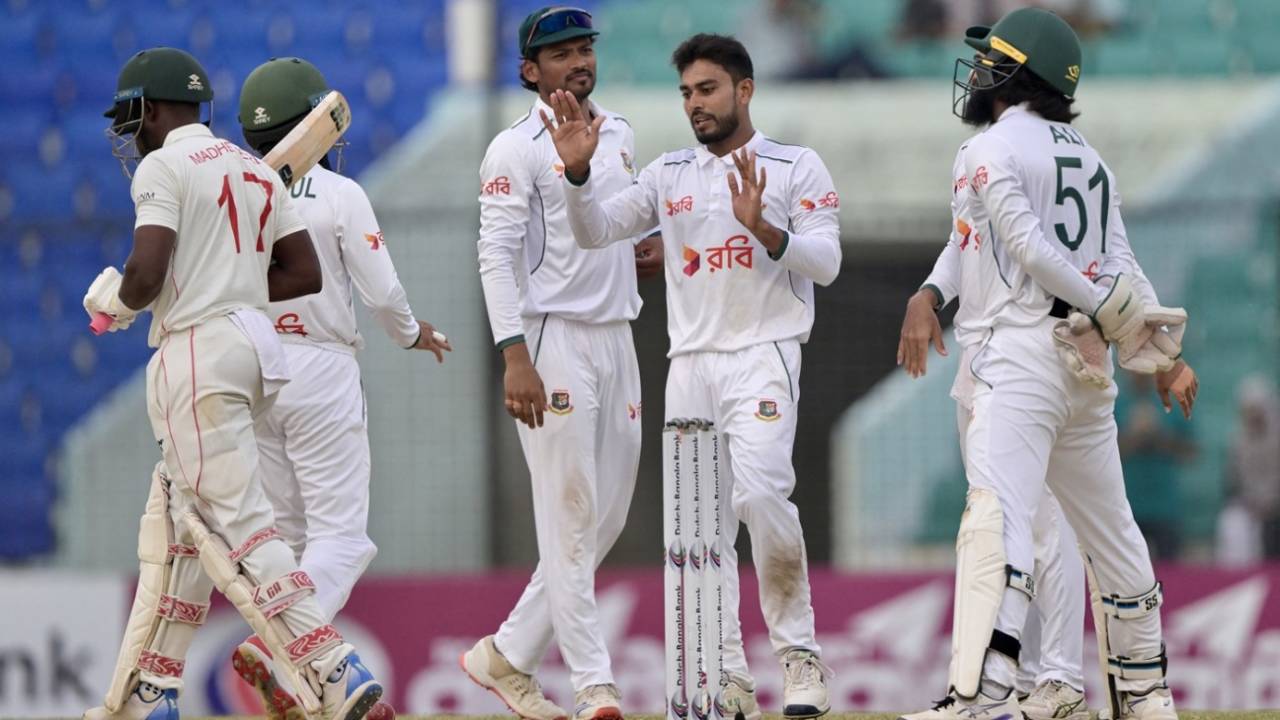 Mehidy Hasan Miraz ran through Zimbabwe in the second innings, Bangladesh vs Zimbabwe, 2nd Test, Chattogram, 3rd day, April 30, 2025