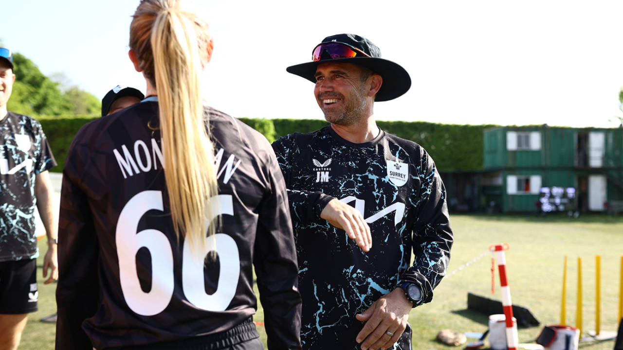Johann Myburgh celebrates his side's victory, Surrey vs Durham, Women's One-Day Cup, Beckenham, April 30, 2025