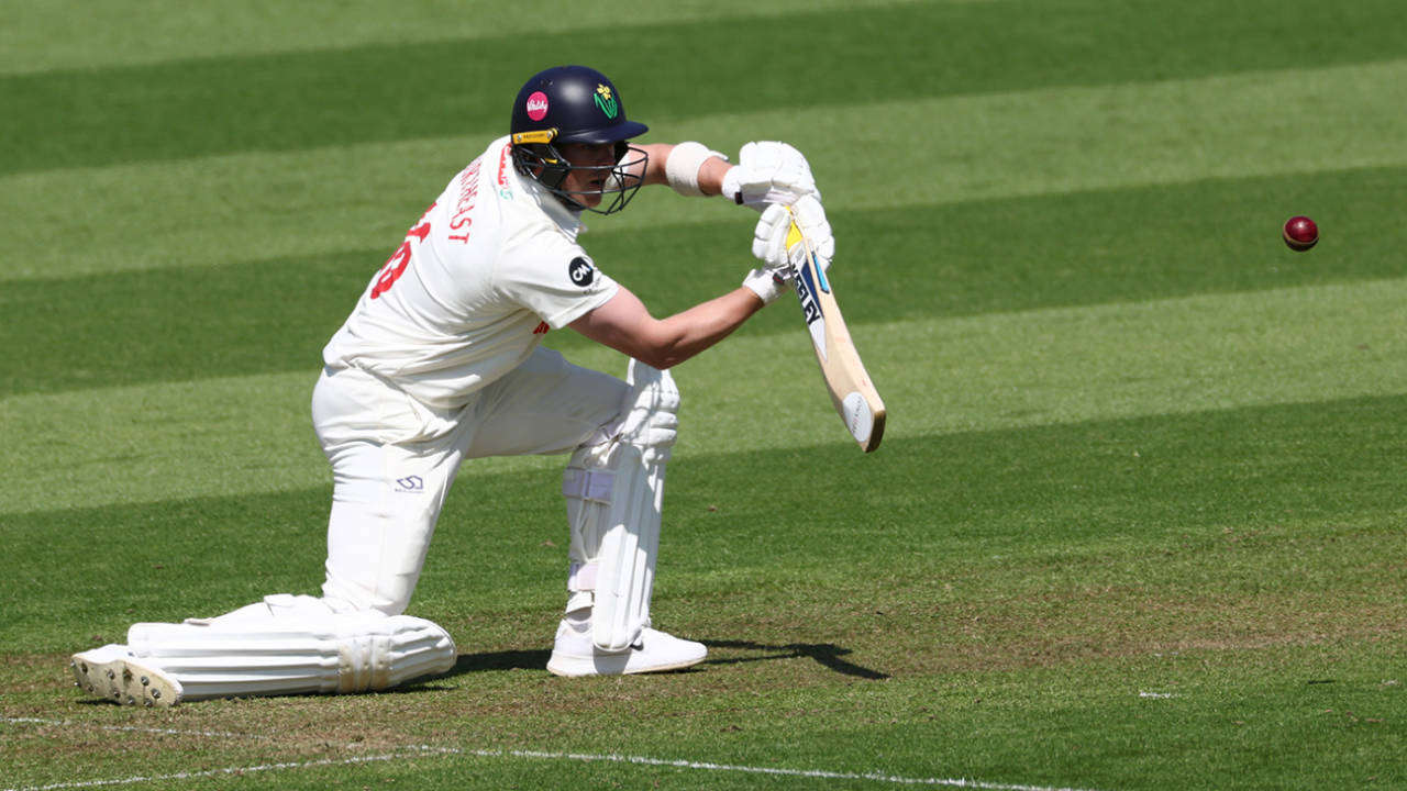 Sam Northeast stretches out to drive, Glamorgan vs Derbyshire, County Championship, Cardiff, May 2, 2025