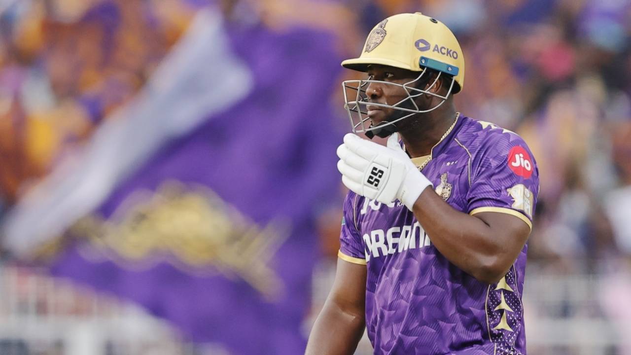 Andre Russell started slow when he went out at No. 5, Kolkata Knight Riders vs Rajasthan Royals, IPL 2025, Kolkata, May 4, 2025
