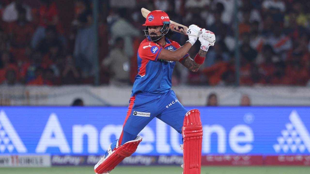 KL Rahul plays a cut, Sunrisers Hyderabad vs Delhi Capitals, IPL 2025, Hyderabad, May 5, 2025