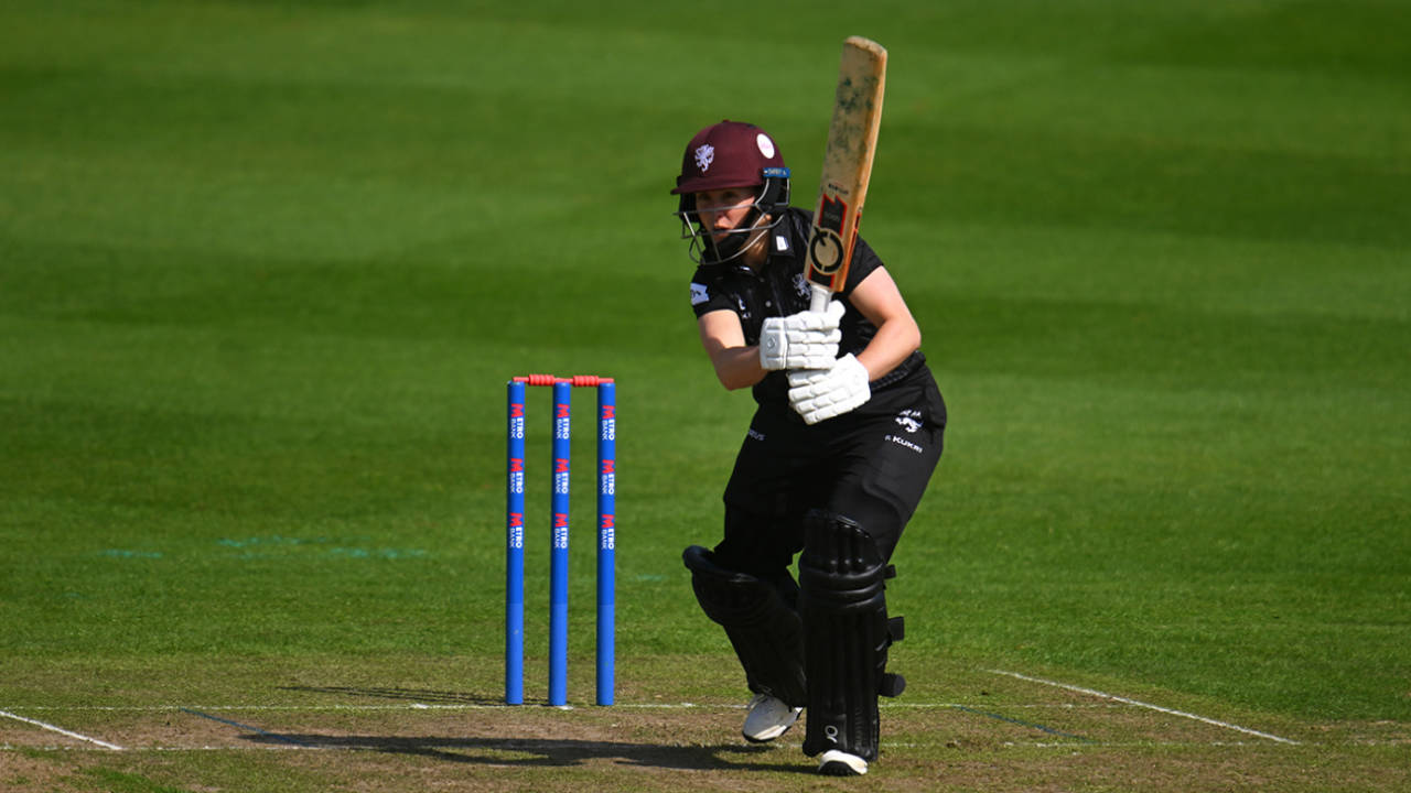 Sophie Luff plays one to the off side, Metro Bank One Day Cup, Somerset Women vs Lancashire Women, Taunton, April 27, 2025