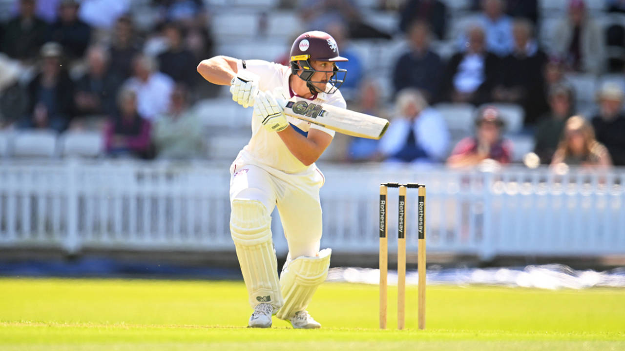 Tom Lammonby steers into the off side, Somerset vs Sussex, County Championship, Division One, Taunton, May 16, 2025