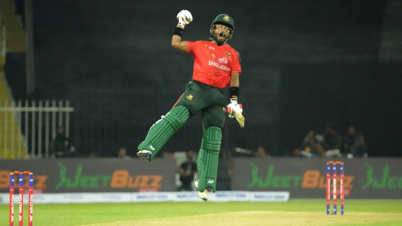 Parvez Hossain Emon became Bangladesh's second T20I centurion, UAE vs Bangladesh, 1st T20I, Sharjah, May 17, 2025