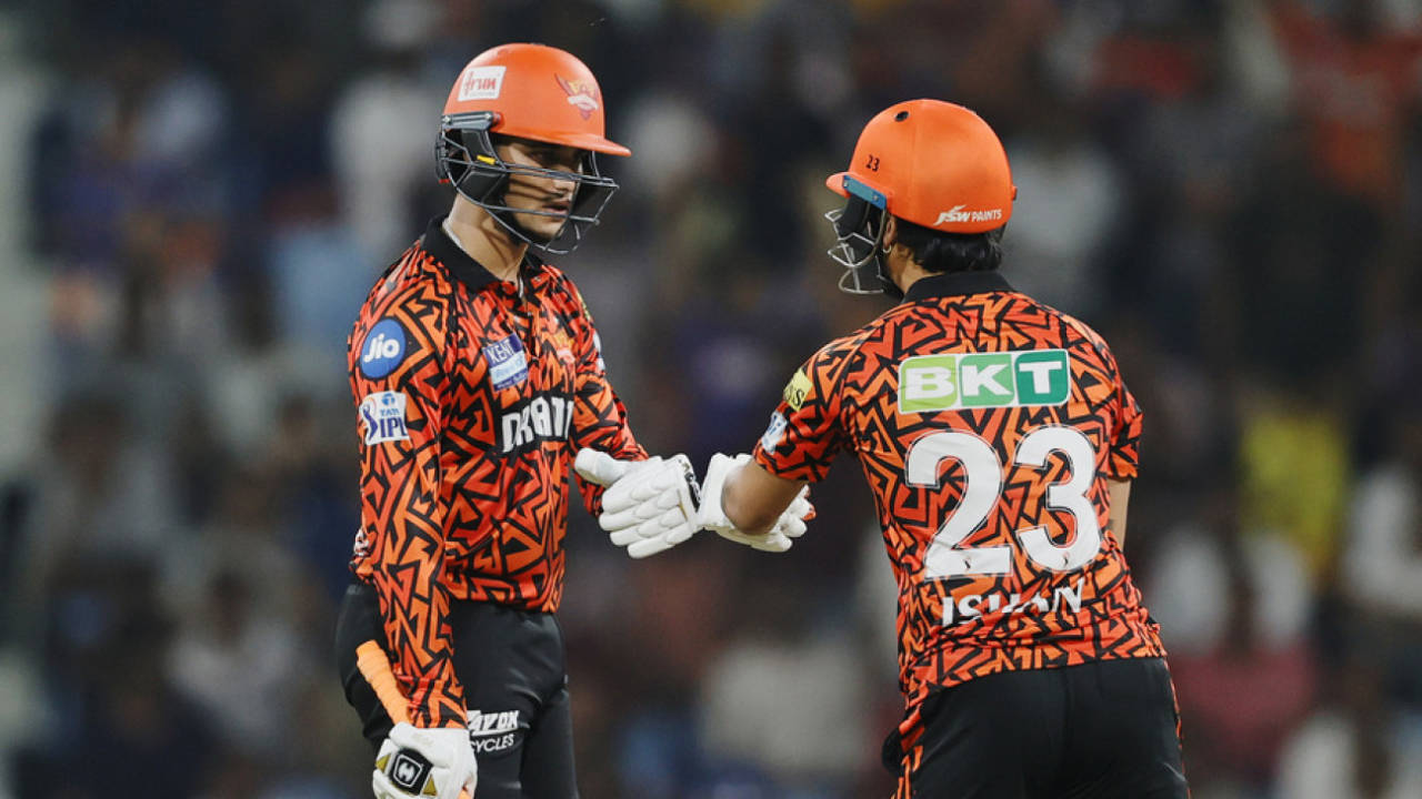 Abhishek Sharma and Ishan Kishan brought up a fifty-run stand off 22 balls, Lucknow Super Giants vs Sunrisers Hyderabad, IPL 2025, Lucknow, May 19, 2025