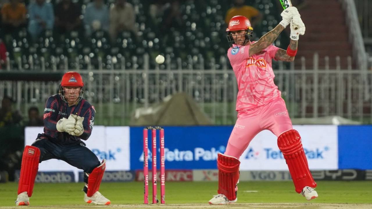 Alex Hales struck six fours and eight sixes on his way to 88, Islamabad United vs Karachi Kings, PSL 2025, Rawalpindi, May 19, 2025