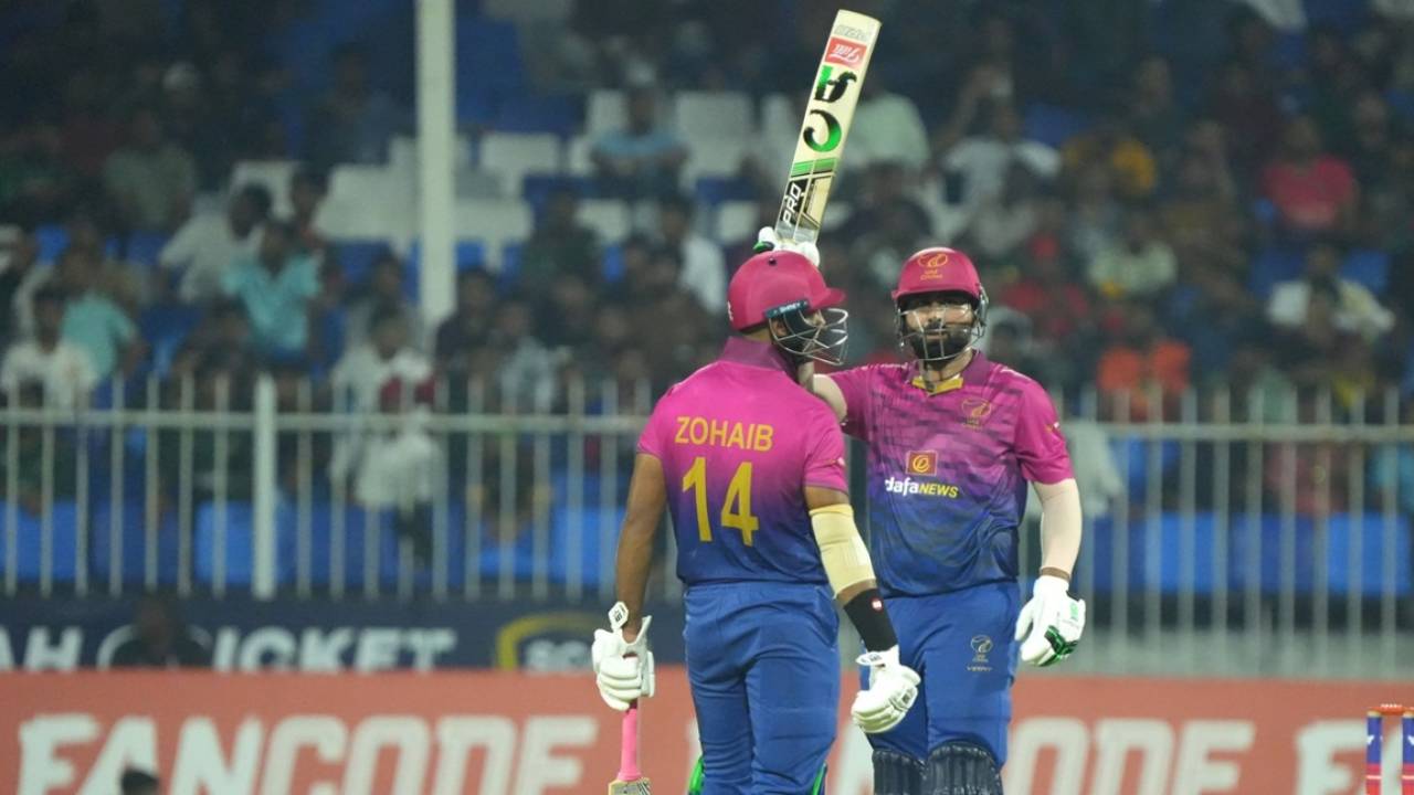 Muhammad Waseem and Muhammad Zohaib added 107 for the opening wicket, UAE vs Bangladesh, 2nd T20I, Sharjah, May 19, 2025