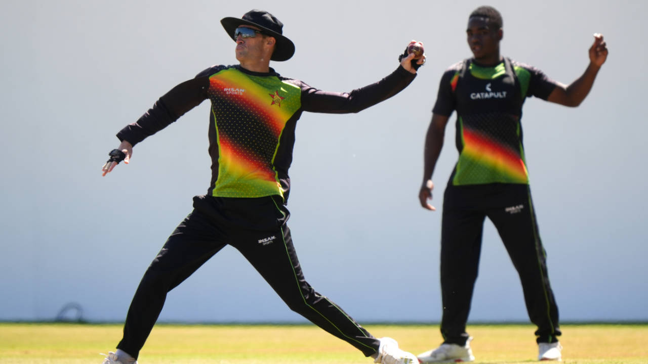 Sean Williams fields the ball during Zimbabwe's training session, England vs Zimbabwe, Trent Bridge, May 20, 2025