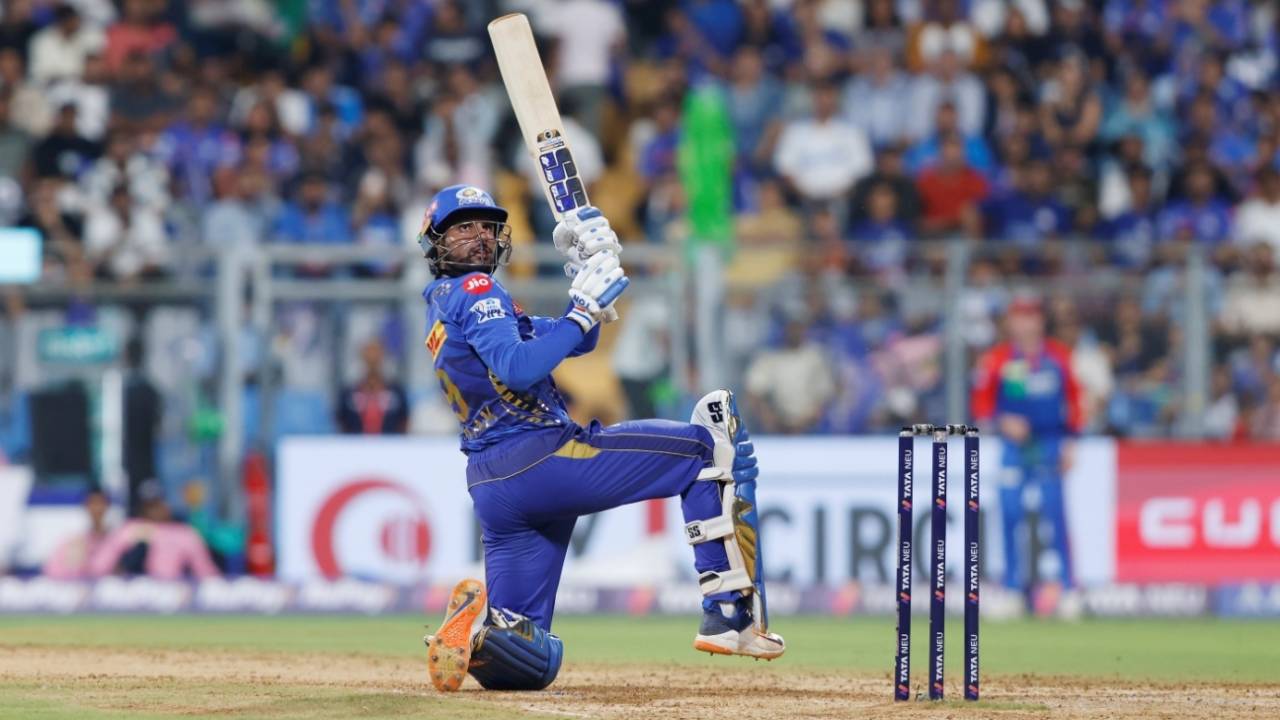 Tilak Varma innovates behind the wicket, Mumba Indians vs Delhi Capitals, IPL 2025, Mumbai, May 21, 2025