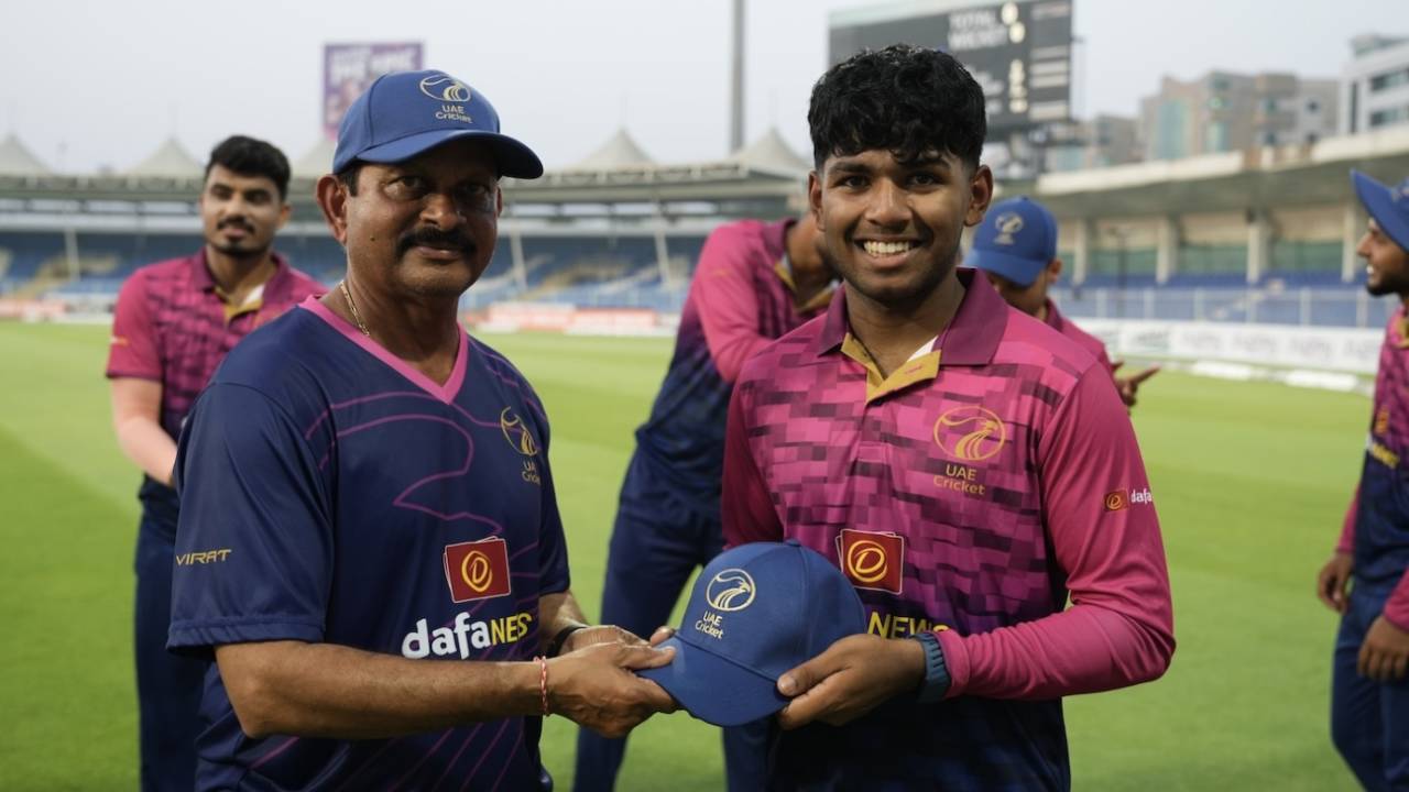 Ethan D'Souza got his T20 international cap from Lalchand Rajput, UAE vs Bangladesh, 3rd T20I, May 21, 2023