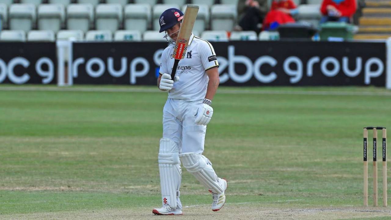 Sam Hain acknowledges his second half-century of the match, Worcestershire vs Warwickshire, County Championship, New Road, May 25, 2025