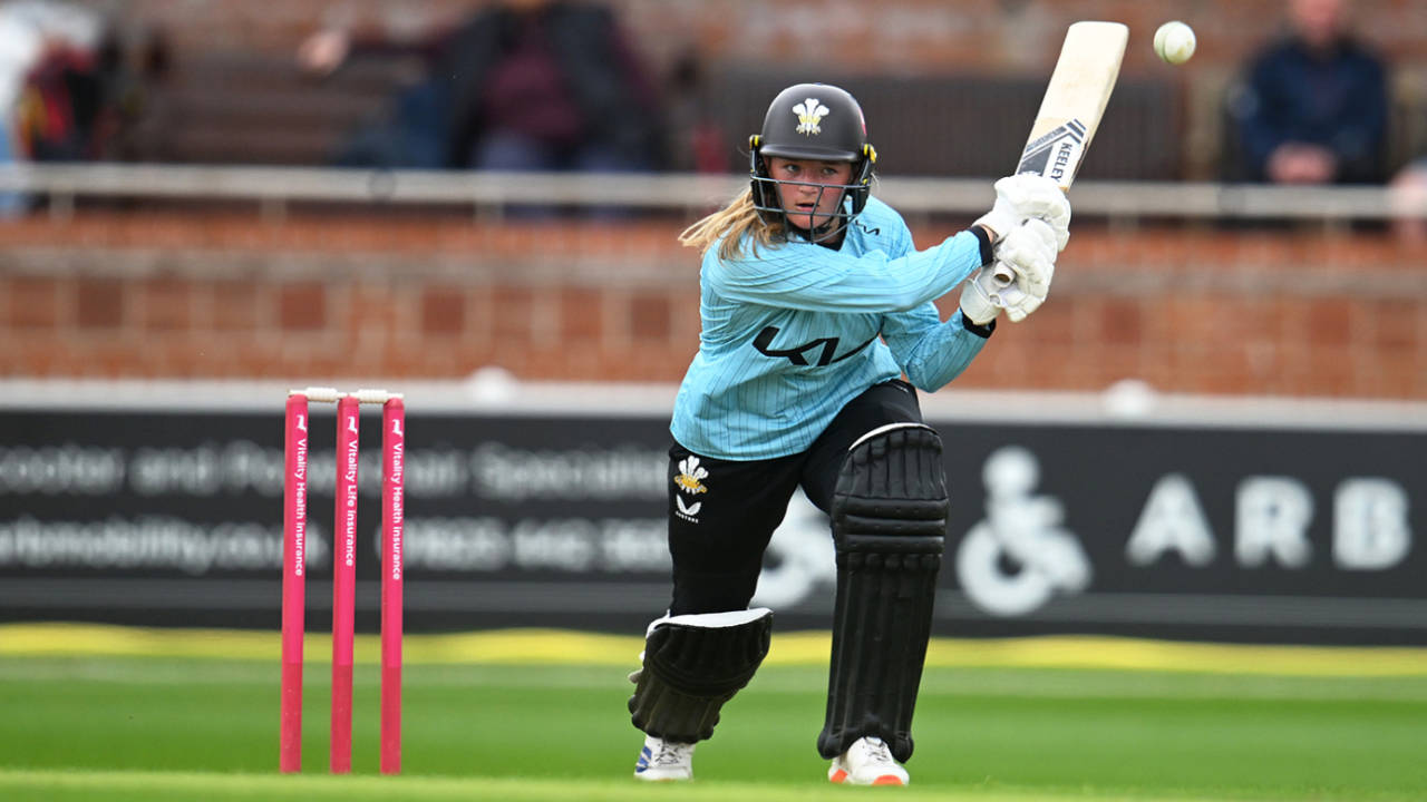 Ryana MacDonald-Gay's unbeaten 21 helped get Surrey over the line, Surrey vs Warwickshire, Women's T20 County Cup semi-final, Taunton, May 26, 2025