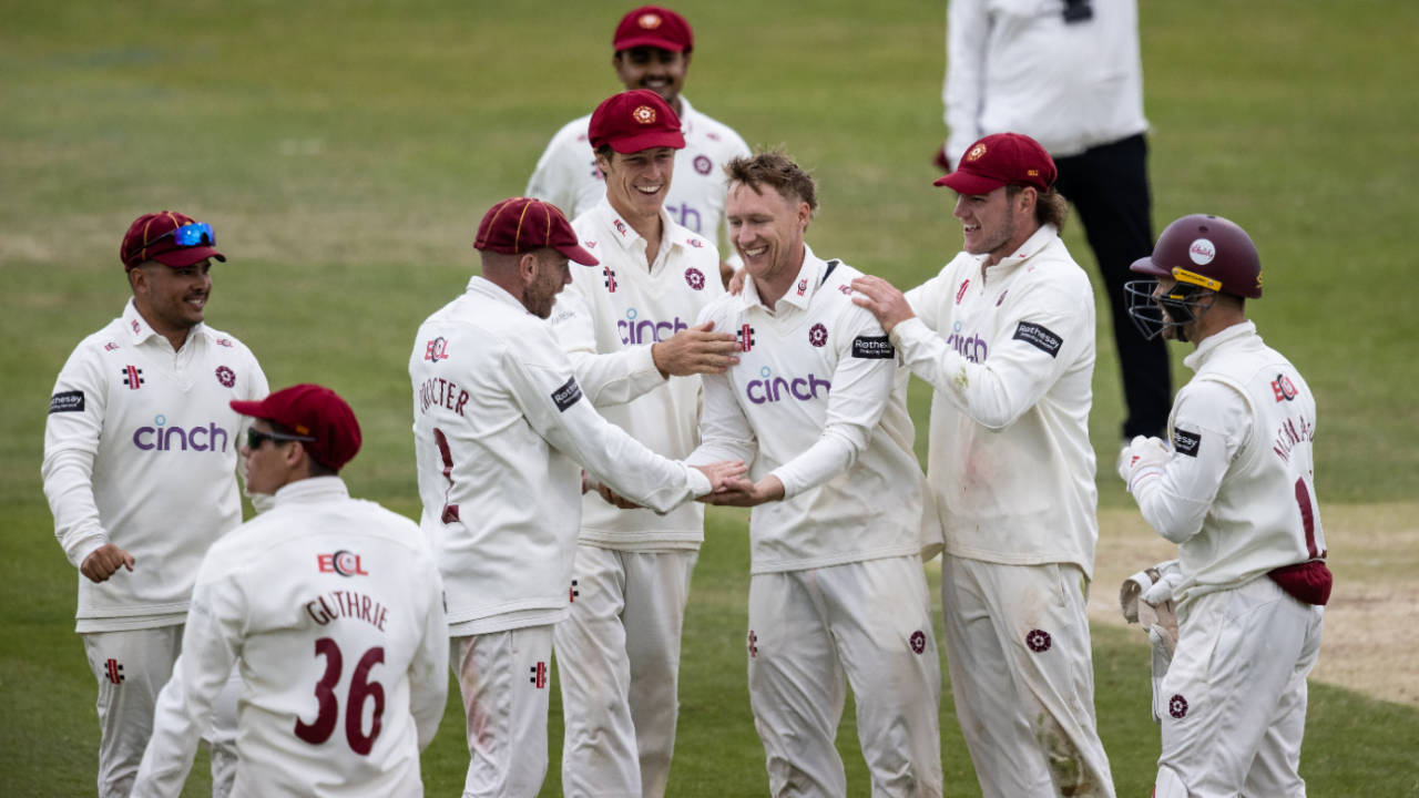 George Bartlett claimed the key wicket of Miles Hammond, Northamptonshire vs Gloucestershire, County Championship, Wantage Road, May 26, 2025