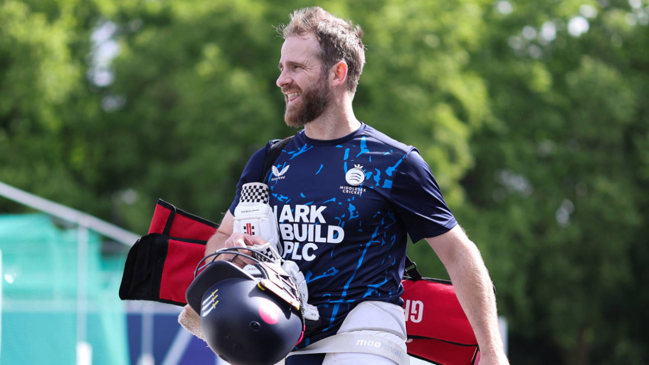 Kane Williamson heads to the nets on his first day with Middlesex, Lord's, May 28, 2025