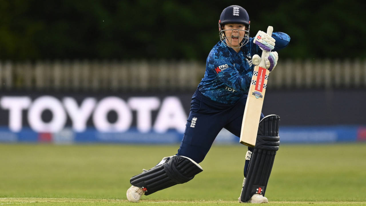 Tammy Beaumont drives through the covers, England vs West Indies, 1st women's ODI, Derby, May 30, 2025