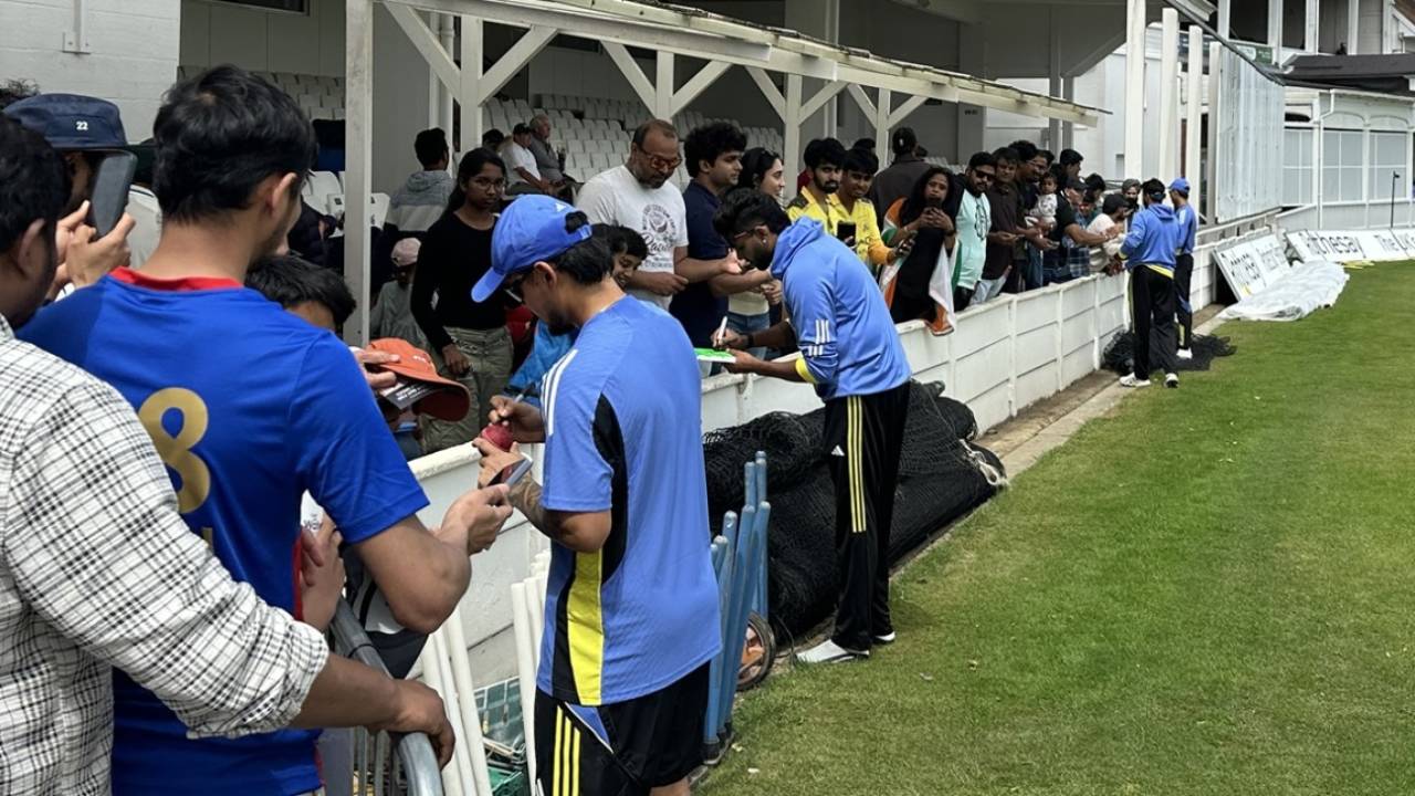 Ishan Kishan and Harshit Rana sign a few autographs, England Lions vs India A, 1st unofficial Test, Canterbury, 1st day, May 30, 2025