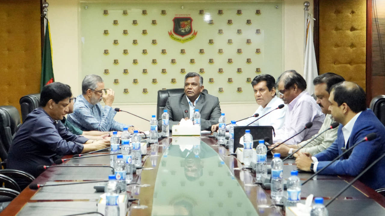 Aminul Islam, BCB's new president, addresses a meeting, May 30, 2025