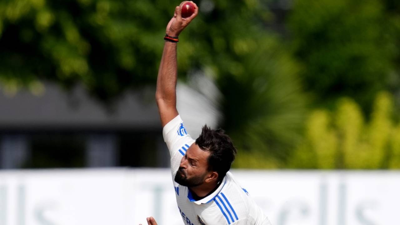 Mukesh Kumar struck thrice in the second hour of the day, England Lions vs India A, 1st unofficial Test, Canterbury, 3rd day, June 1, 2025