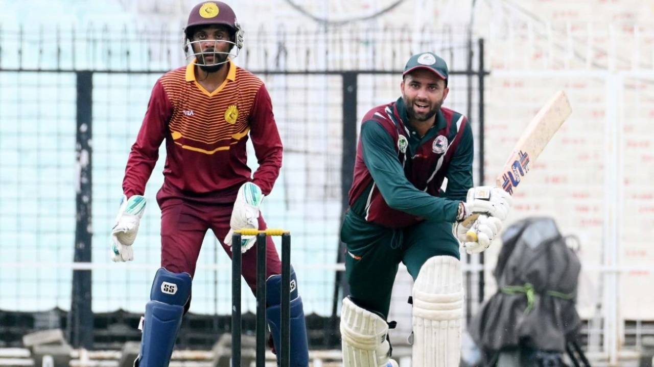 Gitansh Khera plays one on the off side, Kalighat Club vs Mohun Bagan AC, final, Eden Gardens, JC Mukherjee T20 Tournament, May 23, 2025