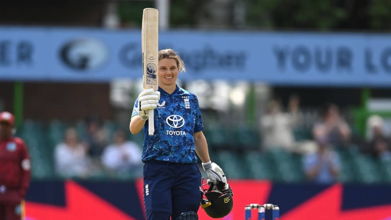 Amy Jones celebrates back-to-back ODI centuries, England vs West Indies, 2nd ODI, Grace Road, June 4, 2025
