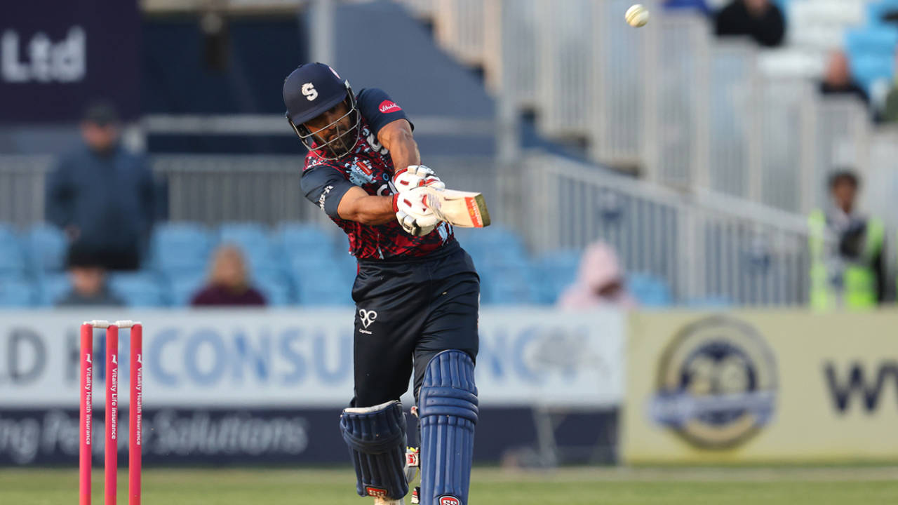 Ravi Bopara pulls during his 84 not out, Derbyshire vs Northants, Men's T20 Blast, Derby, June 4, 2025