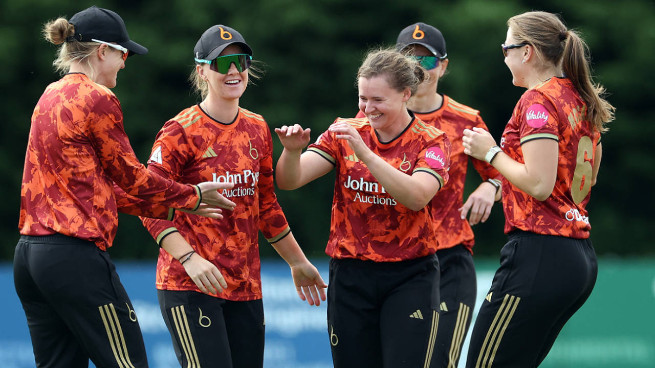 Kathryn Bryce claimed the big wicket of Lauren Winfield-Hill, The Blaze vs Essex, Women's T20 Blast, Derby, June 6, 2025
