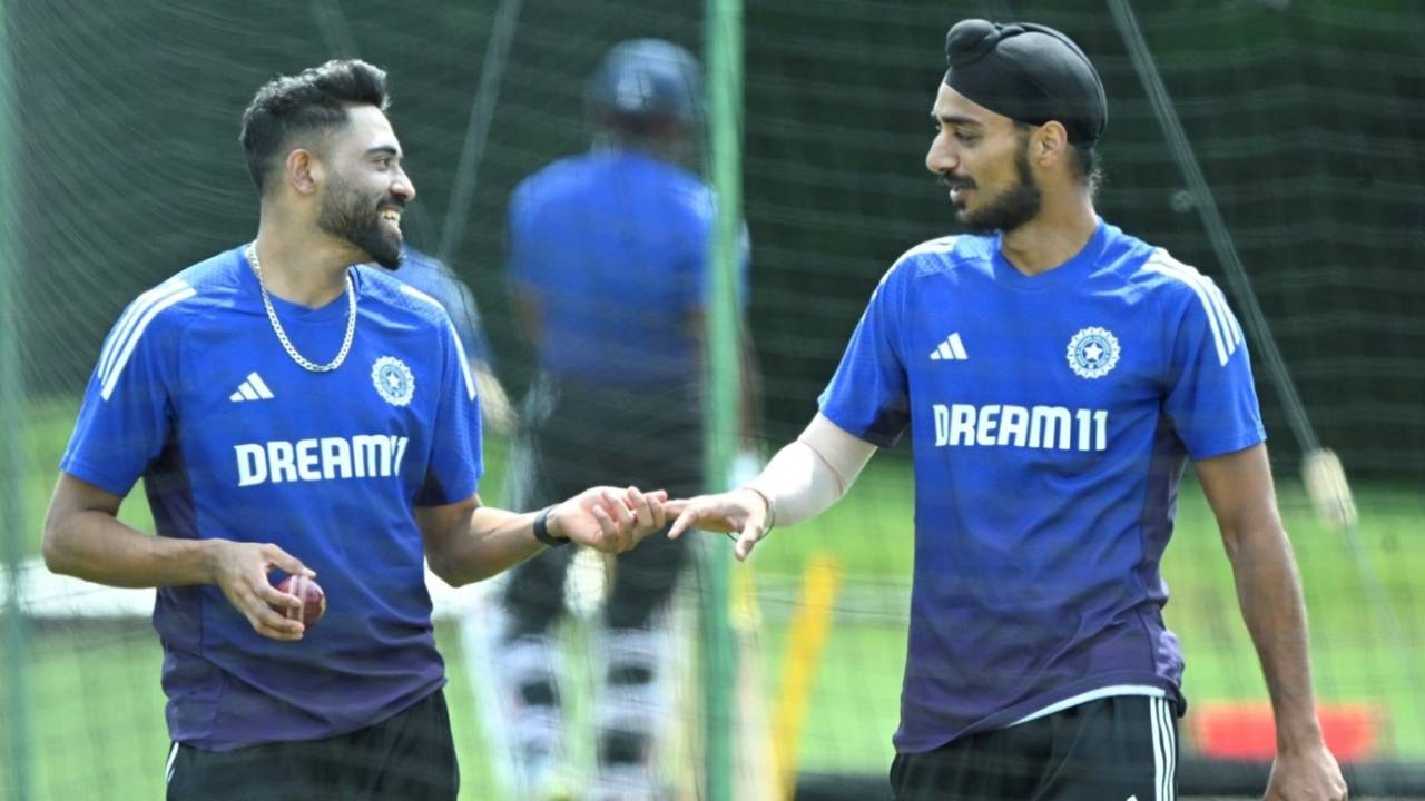 Mohammed Siraj and Arshdeep Singh share a light moment, Beckenham, June 8, 2025